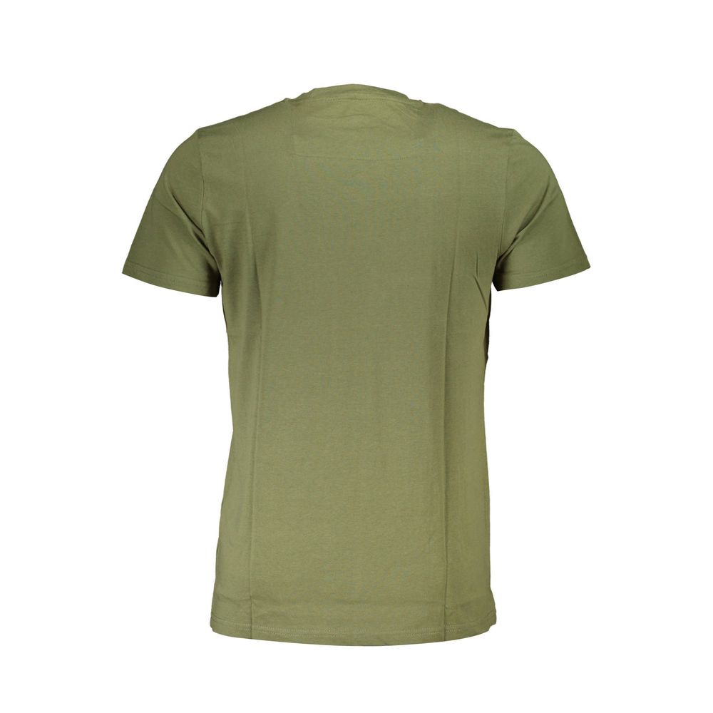 Cavalli Class Green Cotton Men T-Shirt, back view displaying short sleeves and crew neck design, in premium green cotton fabric.