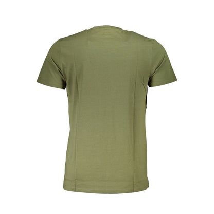 Cavalli Class Green Cotton Men T-Shirt, back view displaying short sleeves and crew neck design, in premium green cotton fabric.