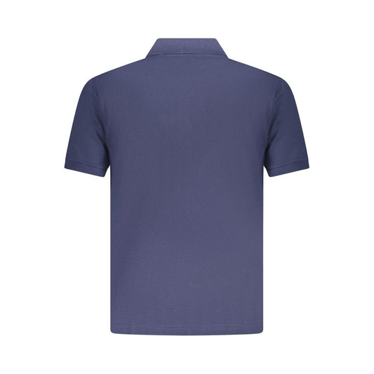 Back view of U.S. Grand Polo blue cotton men's polo shirt with short sleeves and classic design.