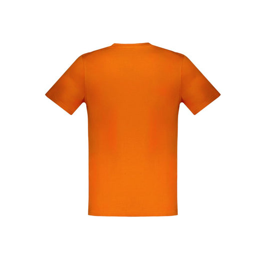 Harmont & Blaine orange cotton t-shirt, short sleeve, narrow fit, crew neck, logo embroidery, perfect for casual style.