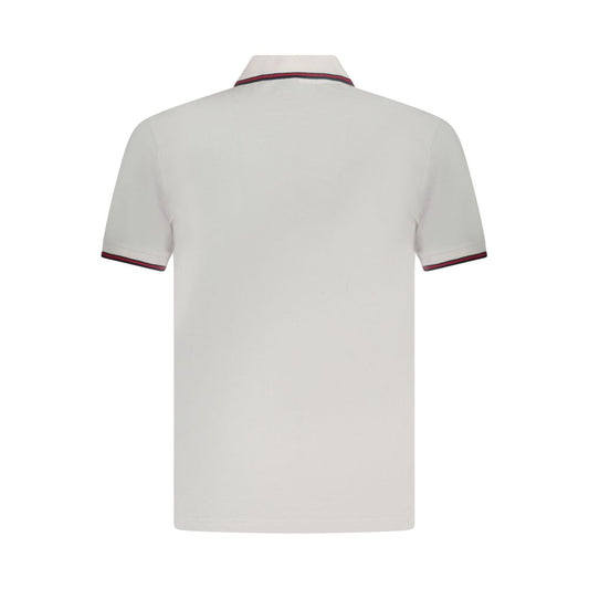Back view of U.S. Grand Polo white cotton men's polo shirt, featuring short sleeves and elegant contrast detail. Ideal for casual elegance.