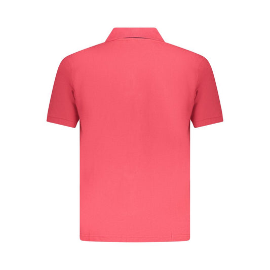 Back view of U.S. Grand Polo red cotton men's polo shirt, showcasing short sleeves and classic collar design for a modern look.
