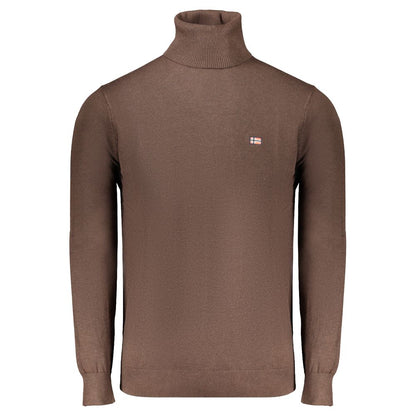 Norway 1963 Brown Polyester Sweater with turtleneck, long sleeves, embroidery, and logo