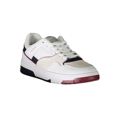 Tommy Hilfiger White Polyethylene Men Sneaker with contrasting details and iconic logo for stylish comfort.