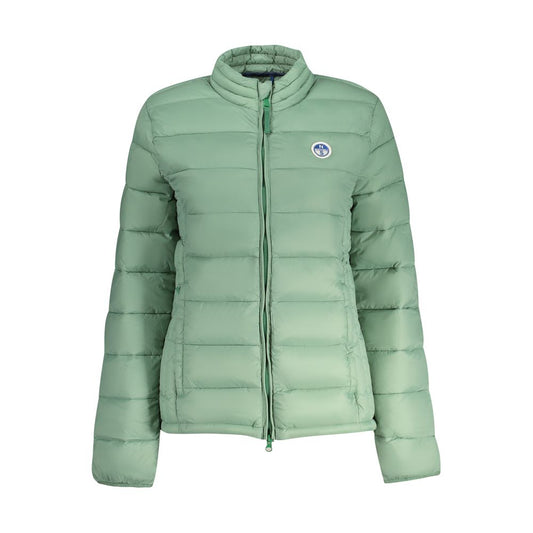 North Sails Green Polyamide Jackets & Coat, long sleeve with logo and zip, featuring two external pockets.