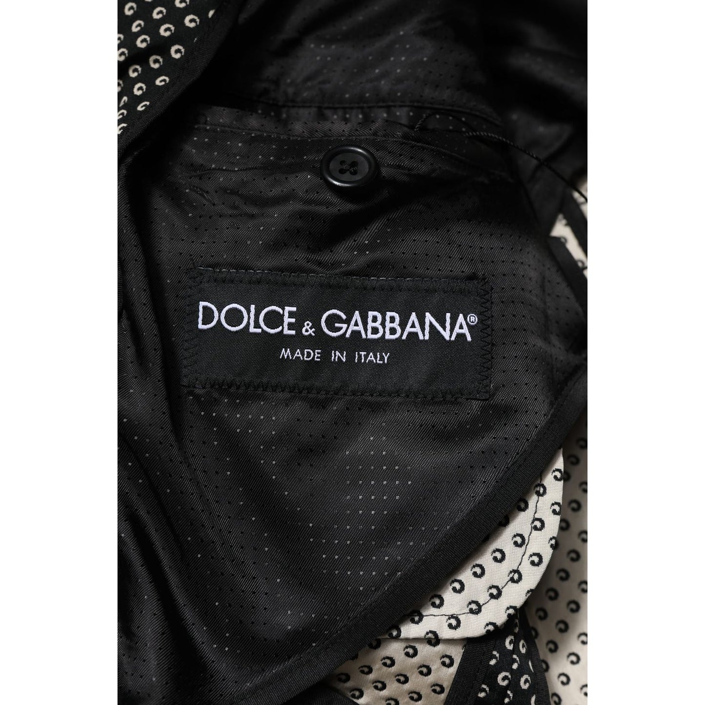 Dolce & Gabbana Black White Patterned Men Suit Coat Blazer
