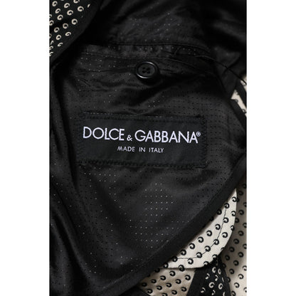 Dolce & Gabbana Black White Patterned Men Suit Coat Blazer
