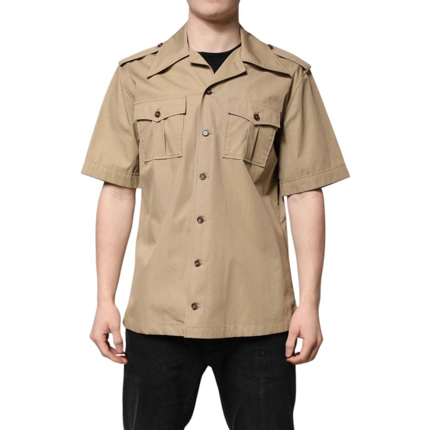 Dolce & Gabbana Brown Graphic Print Short Sleeves Shirt