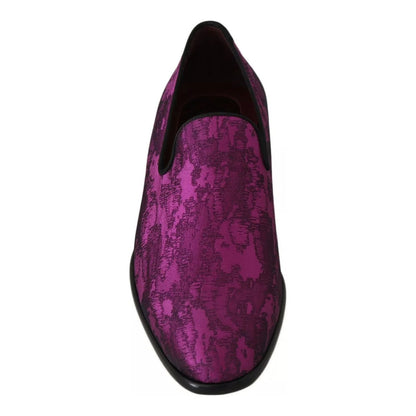 Dolce & Gabbana Purple Jacquard Loafers Dress Formal Shoes