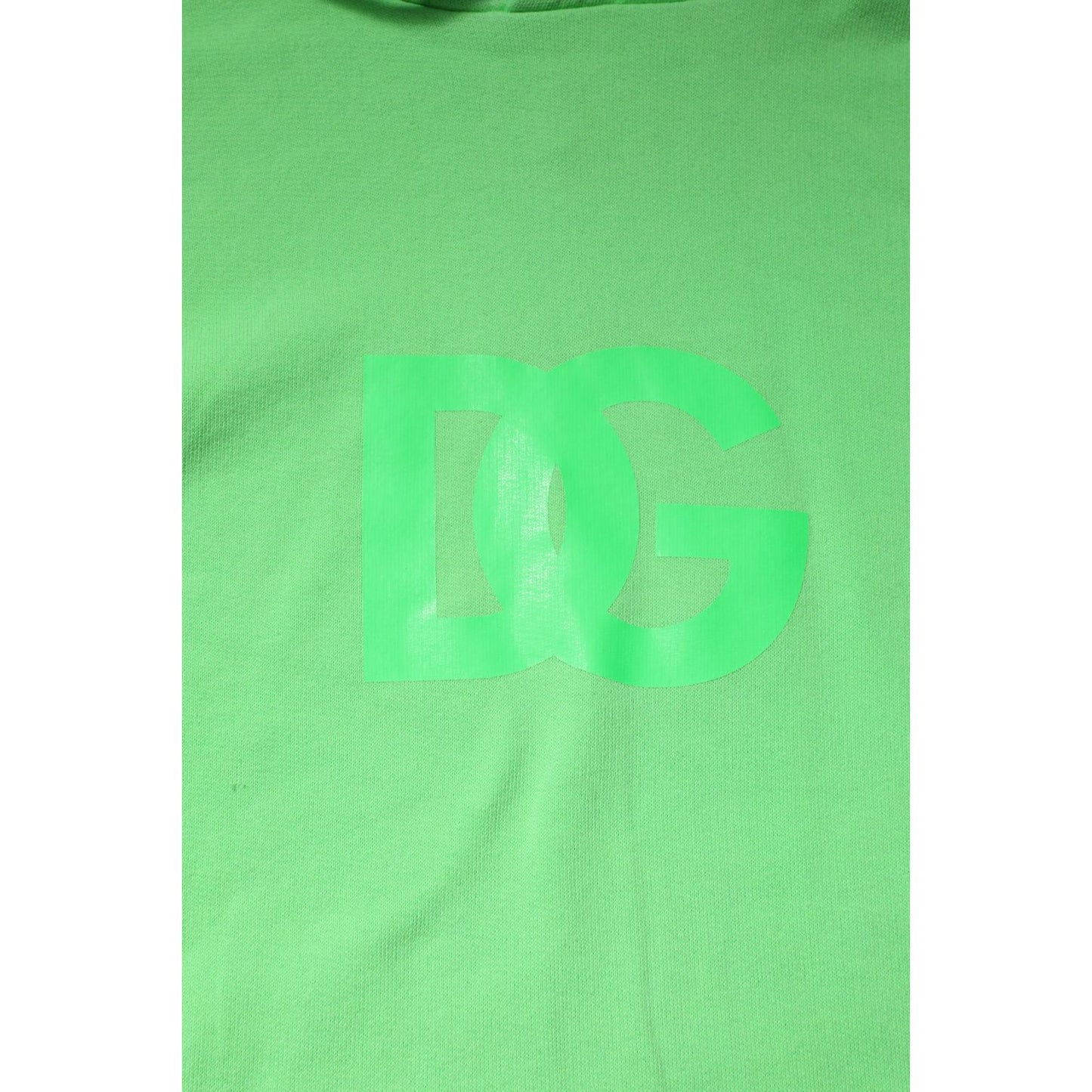 Dolce & Gabbana Green Cotton DG Logo Print Hooded Sweater