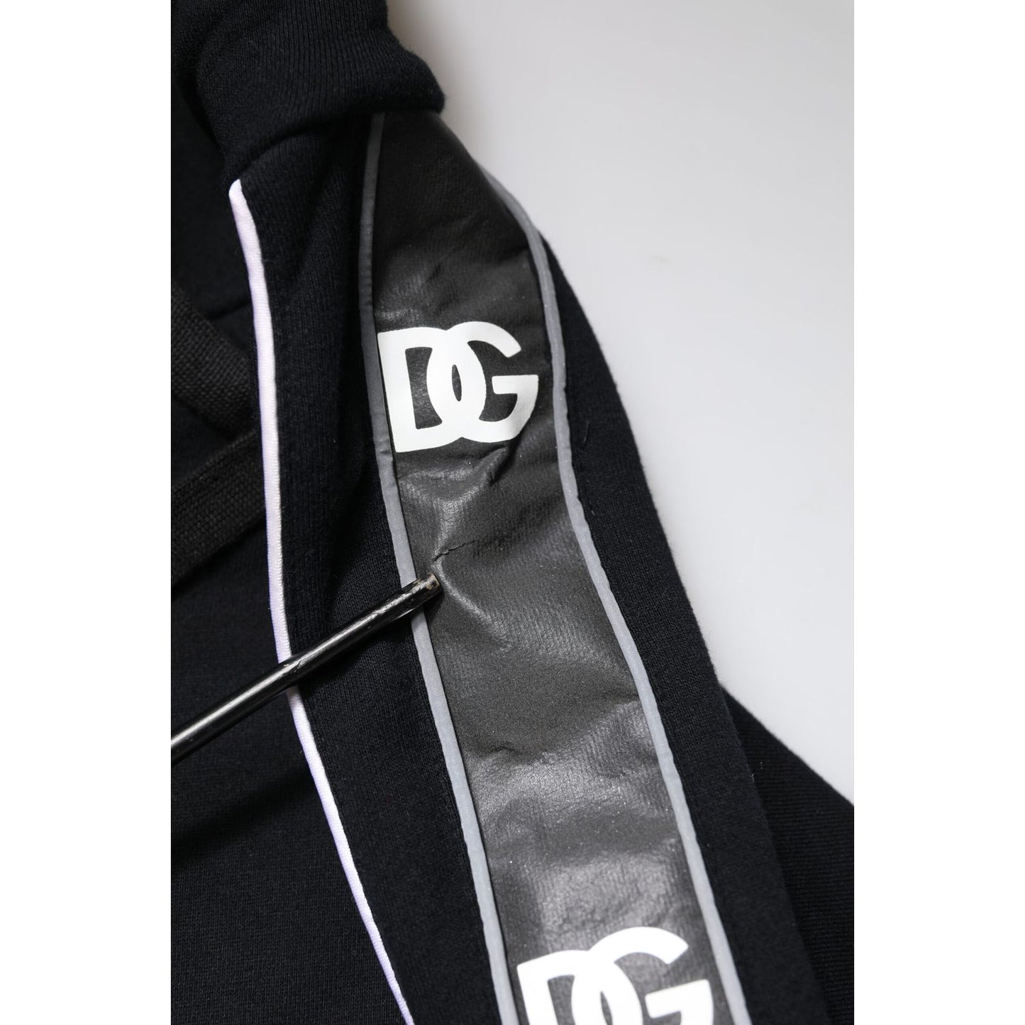 Dolce & Gabbana Black Cotton Logo Hooded Sweatshirt Sweater