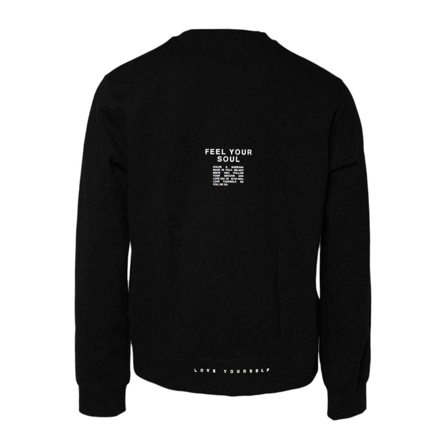 Dolce & Gabbana Black Cotton Logo Knitted Pullover Sweater
