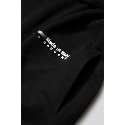 Dolce & Gabbana Black Cotton Logo Knitted Pullover Sweater