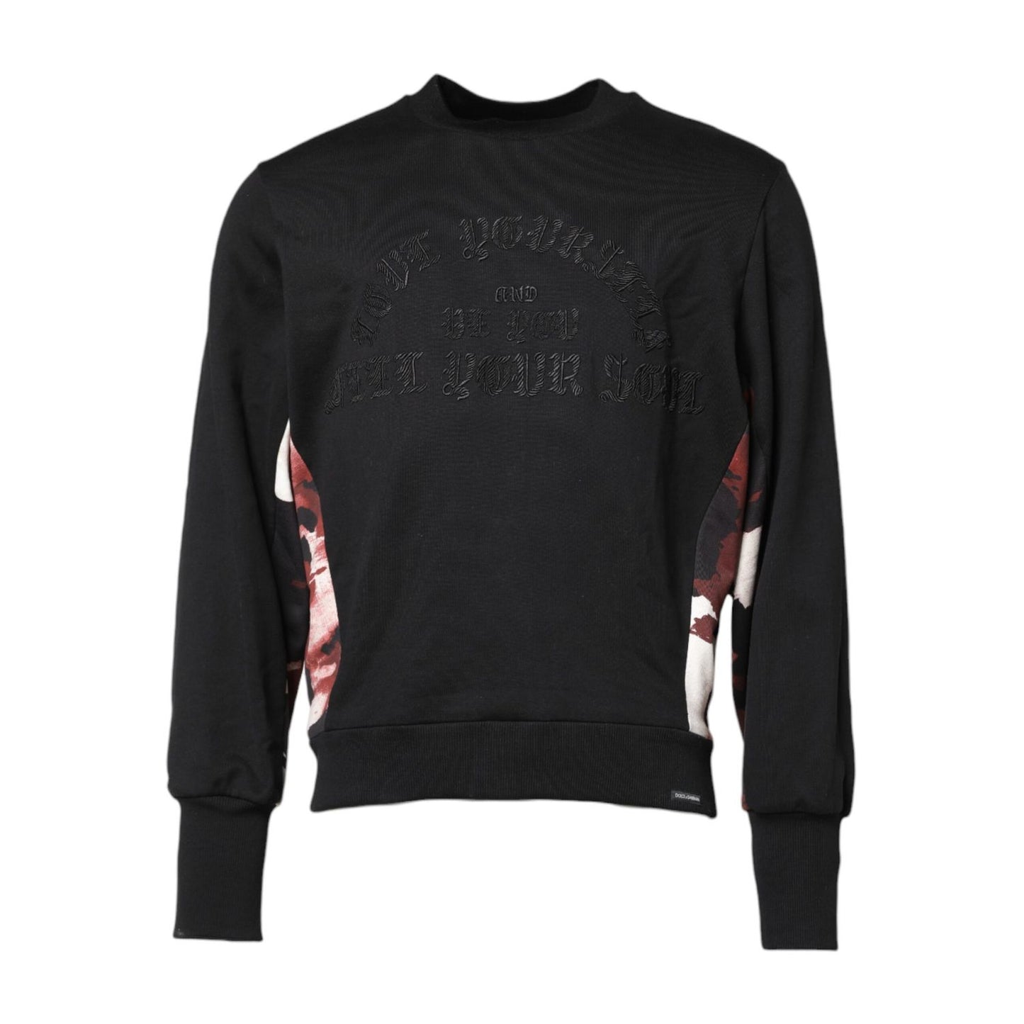 Dolce & Gabbana Black Embroidered Crew Neck Pullover Sweater