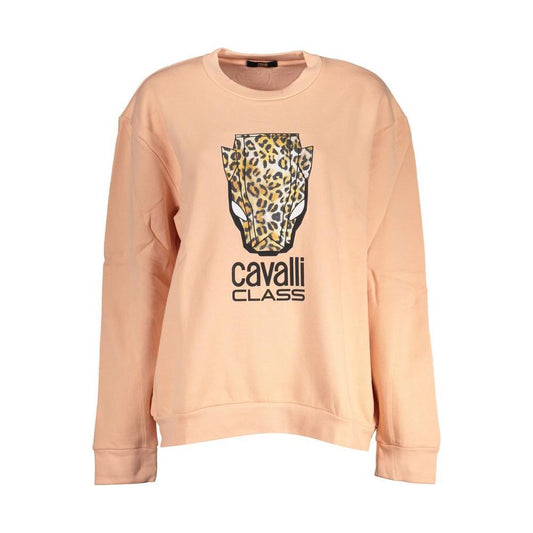Cavalli Class Elegant Pink Fleece Crew Neck Sweater CA-28649-S