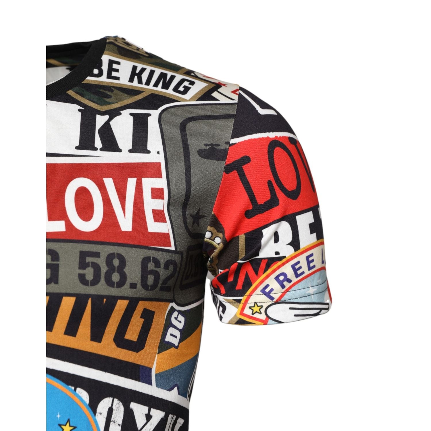 Dolce & Gabbana Multicolor Patchwork Cotton Crew Neck T-shirt