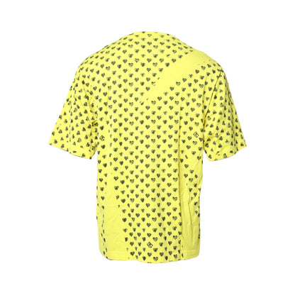 Dolce & Gabbana Yellow Cotton DG Heart Print Crew Neck T-shirt