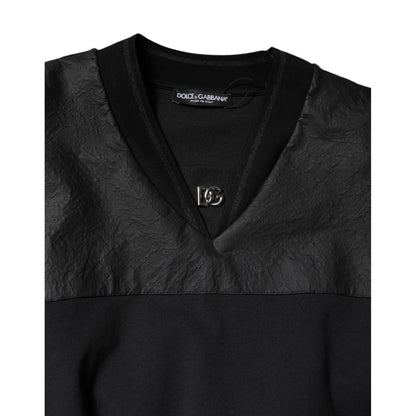 Dolce & Gabbana Black Cotton Short Sleeves V-neck T-shirt