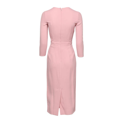 Dolce & Gabbana Pink Viscose 3/4 Sleeves Sheath Midi Dress