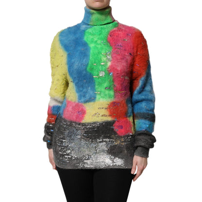 Dolce & Gabbana Multicolor Mohair Turtleneck Pullover Sweater