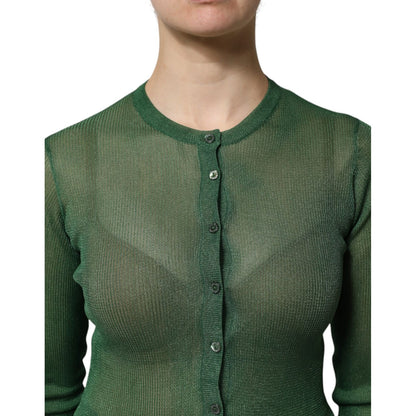 Dolce & Gabbana Green Polyester Long Sleeves Cardigan Sweater
