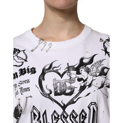 Dolce & Gabbana White Cotton DG BLESSED Printed T-shirt