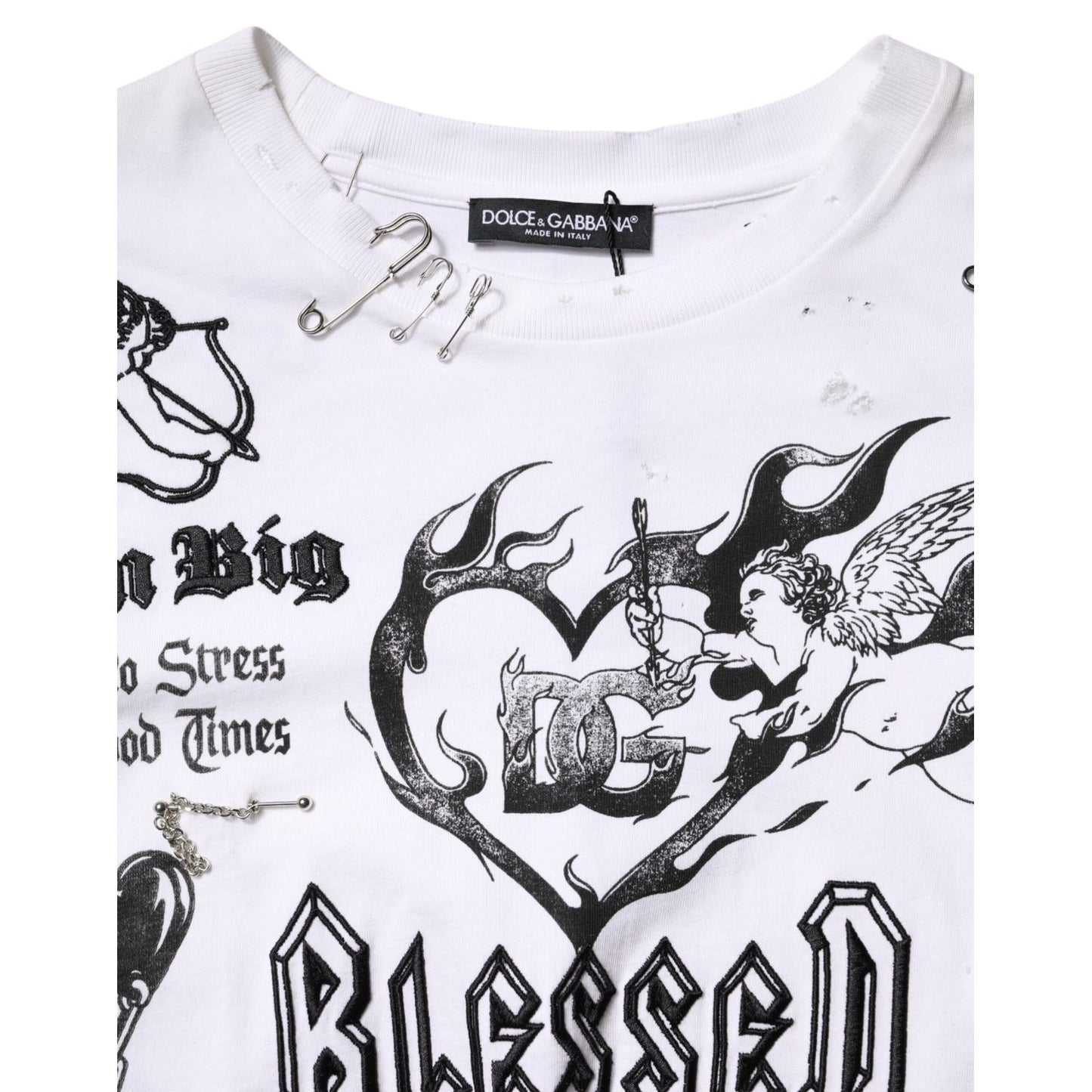 Dolce & Gabbana White Cotton DG BLESSED Printed T-shirt