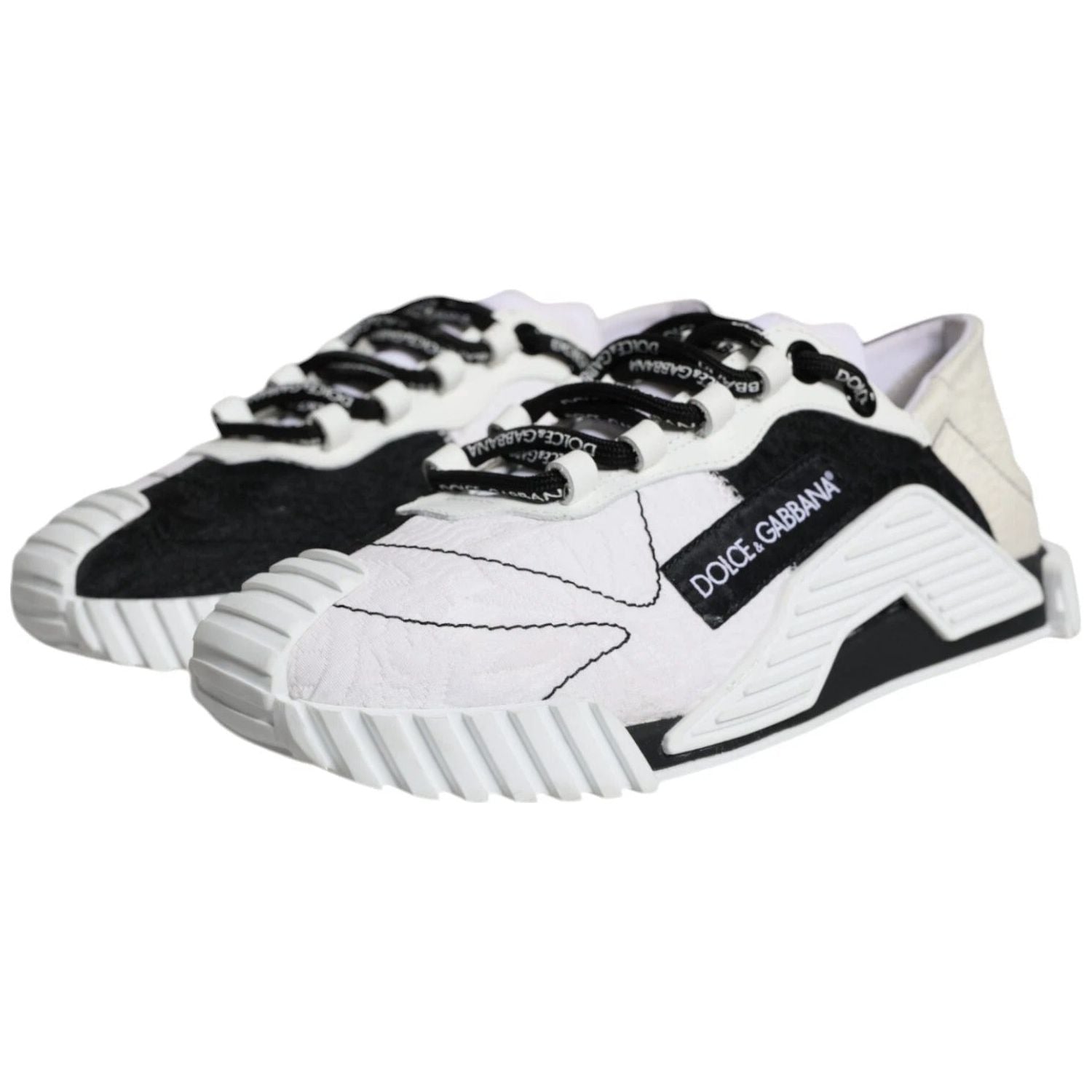 Dolce & Gabbana White Black Low Top NS1 Sneakers Shoes