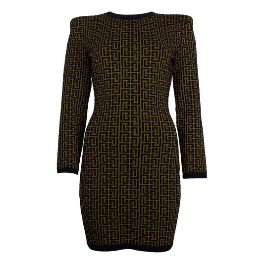 Balmain Brown Wool Dress BA-15390-IT42|M