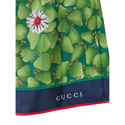 Gucci Green Flower Printed Silk Shorts