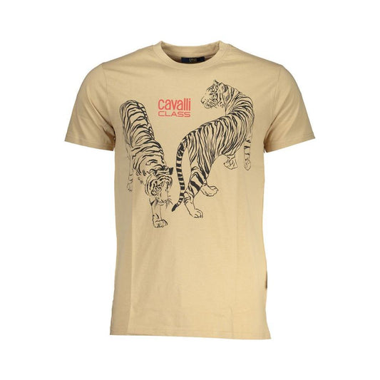 Cavalli Class Beige Cotton T-Shirt CA-28573-L