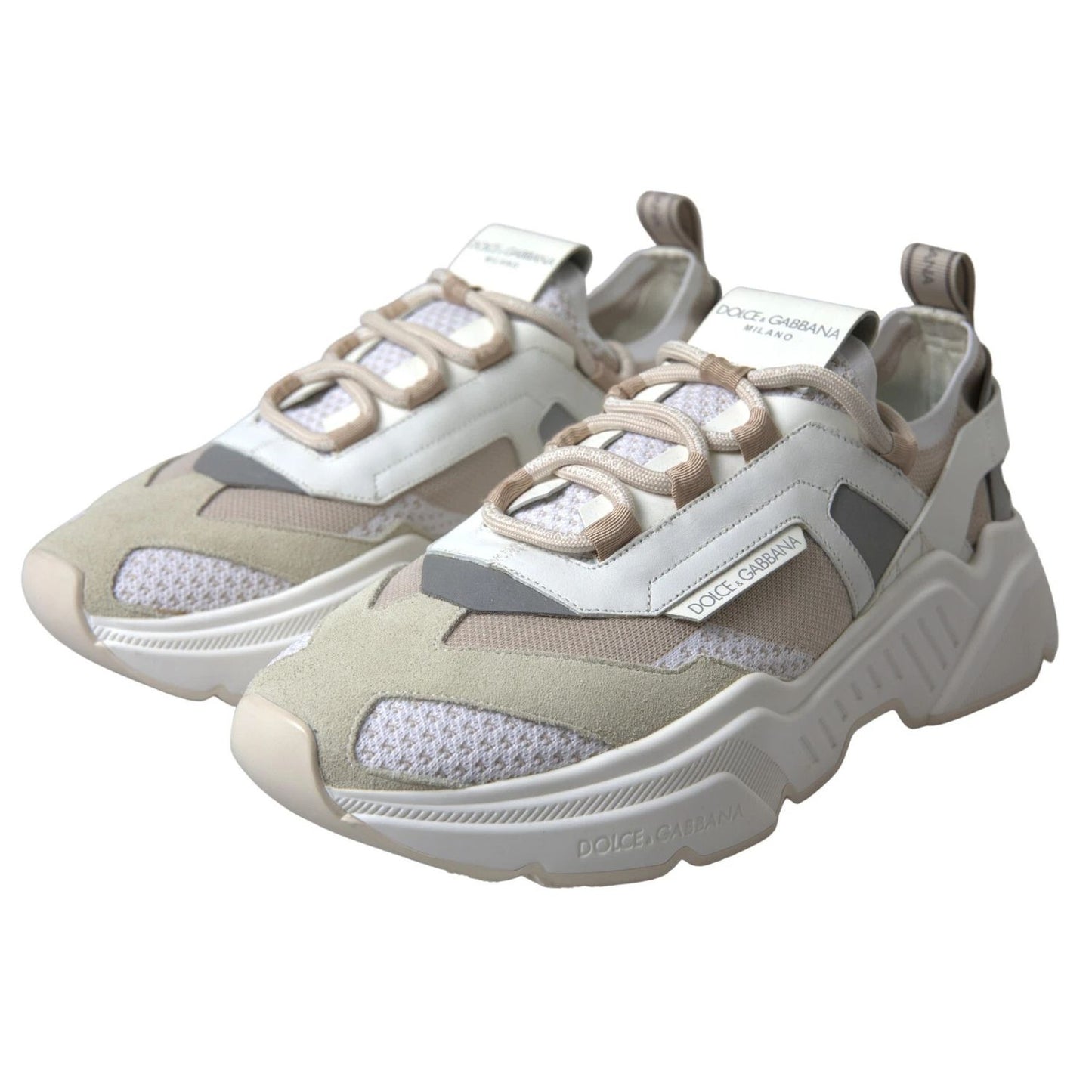 Dolce & Gabbana Sneakers White Beige Leather Sport DAYMASTER Shoes