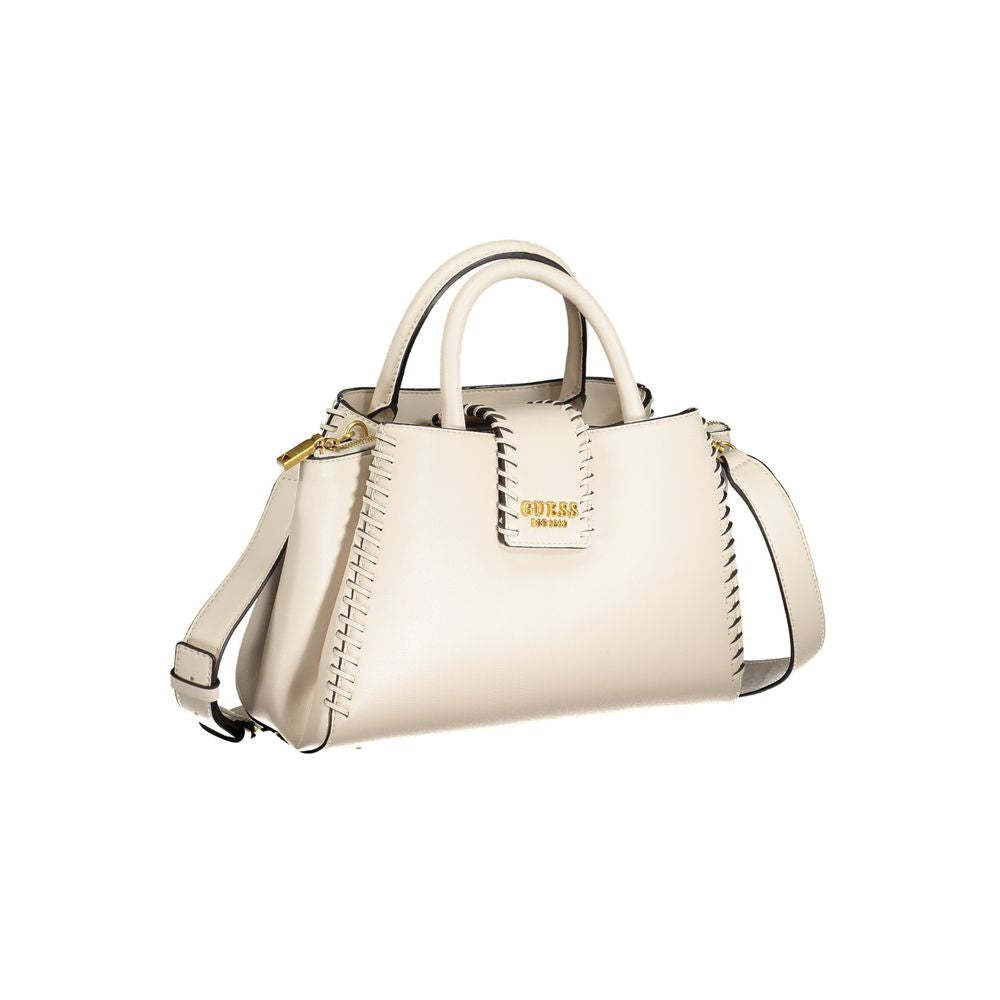 Guess Jeans Beige Polyethylene Handbag with adjustable strap and contrasting details.