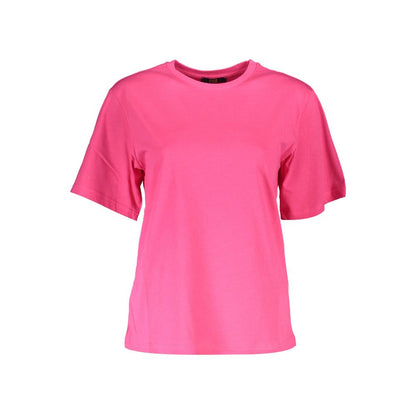 Cavalli Class Pink Cotton Women T-Shirt featuring a chic design with logo, perfect for fashion-forward styling and comfort.