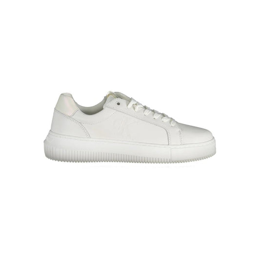 Calvin Klein White Leather Women Sneaker with sleek, sporty design and contrasting details for a stylish look.