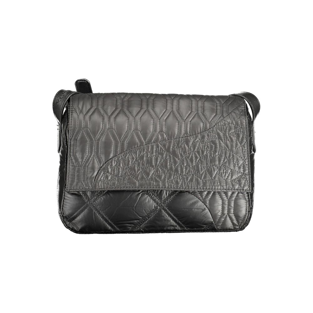 Desigual Black Polyethylene Women Handbag with quilted design and adjustable shoulder strap, featuring external and internal pockets.