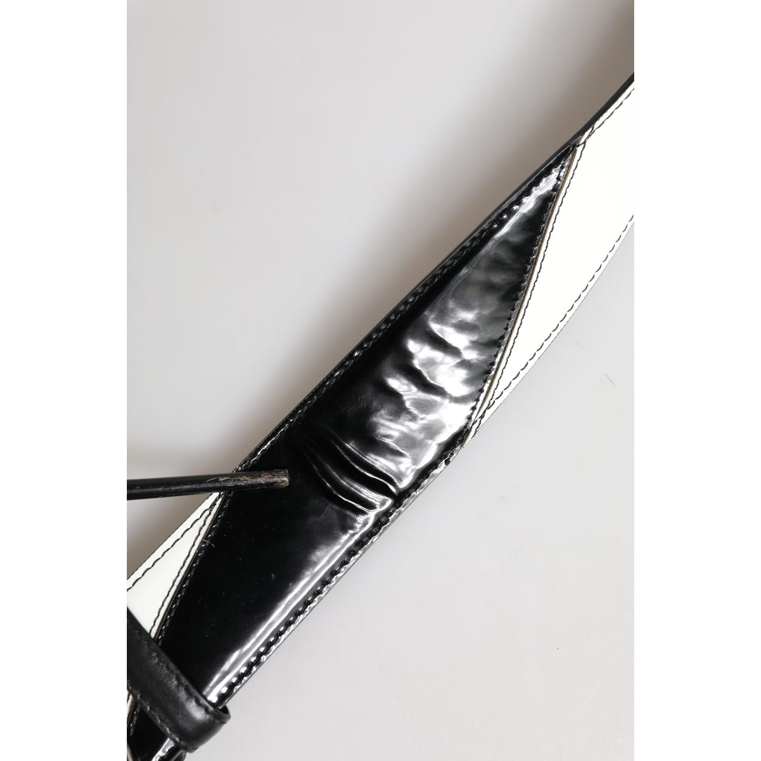 Dolce & Gabbana Black White Leather DG Metal Buckle Belt