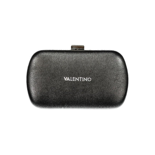 Alt Tag: Mario Valentino Black Polyethylene Women Handbag with logo and snap closure