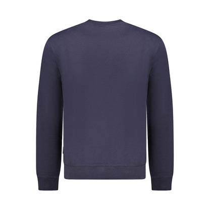 Napapijri Blue Cotton Men Sweater, back view, showcasing premium cotton material and trendy design.