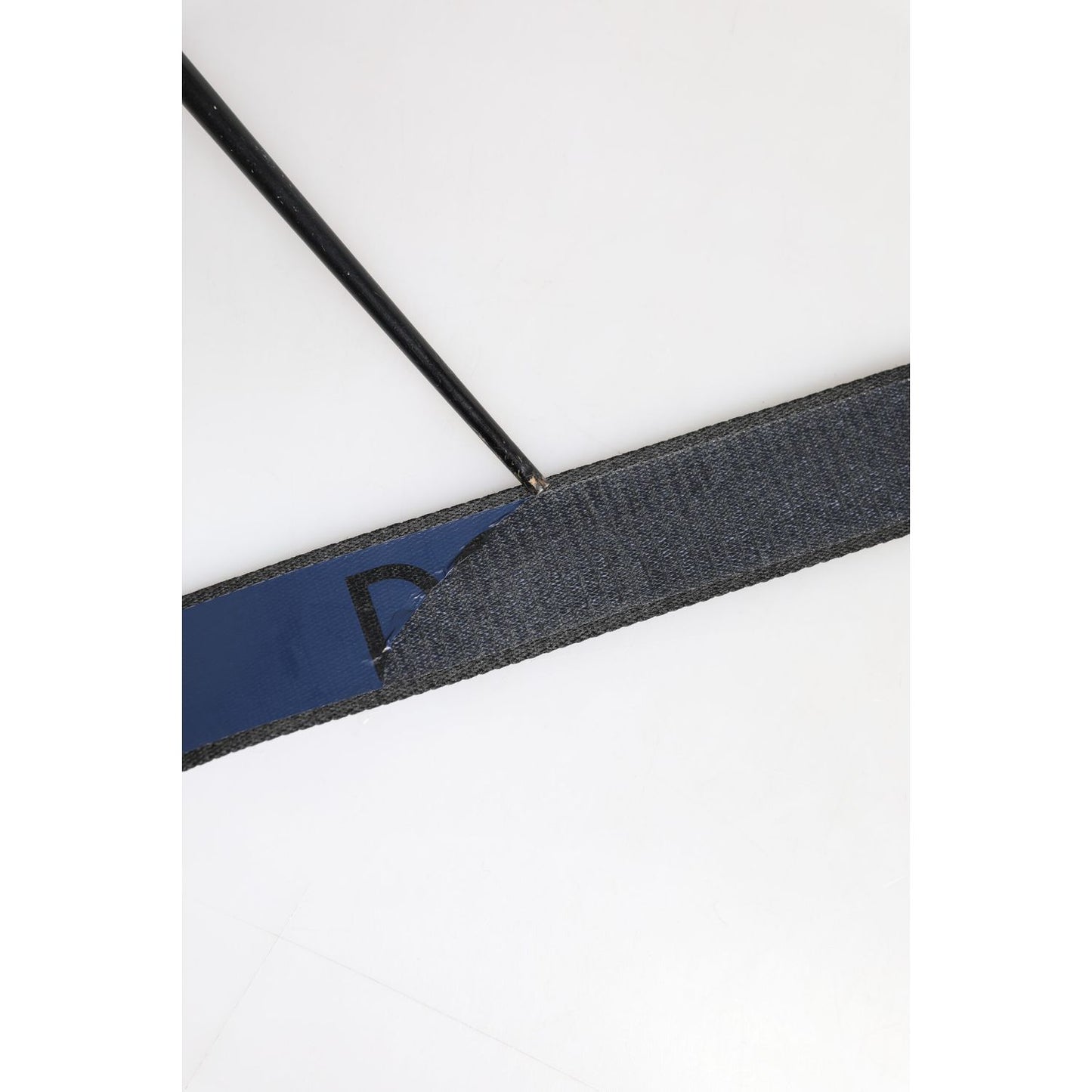 Dolce & Gabbana Black Blue DG Logo Silver Metal Buckle Belt