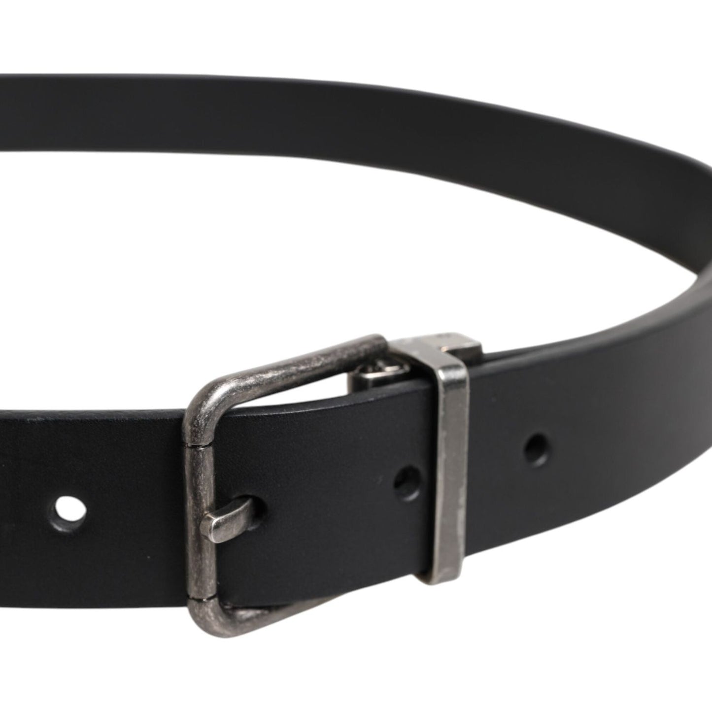 Dolce & Gabbana Black Classic Leather Metal Buckle Belt