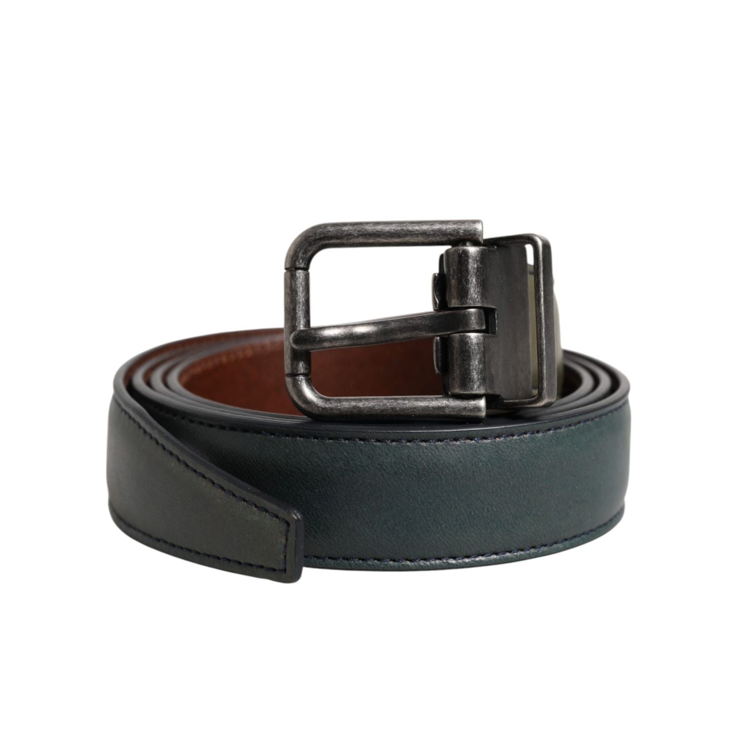 Dolce & Gabbana Green Classic Leather Metal Buckle Belt