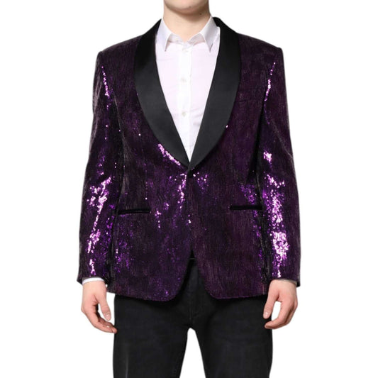 Dolce & Gabbana Purple SICILIA Sequin Embellish Coat Jacket KOS2308-50