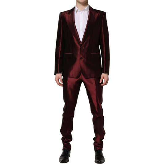Dolce & Gabbana Bordeaux Silk 2 Piece Single Breasted Suit KOS2325-50