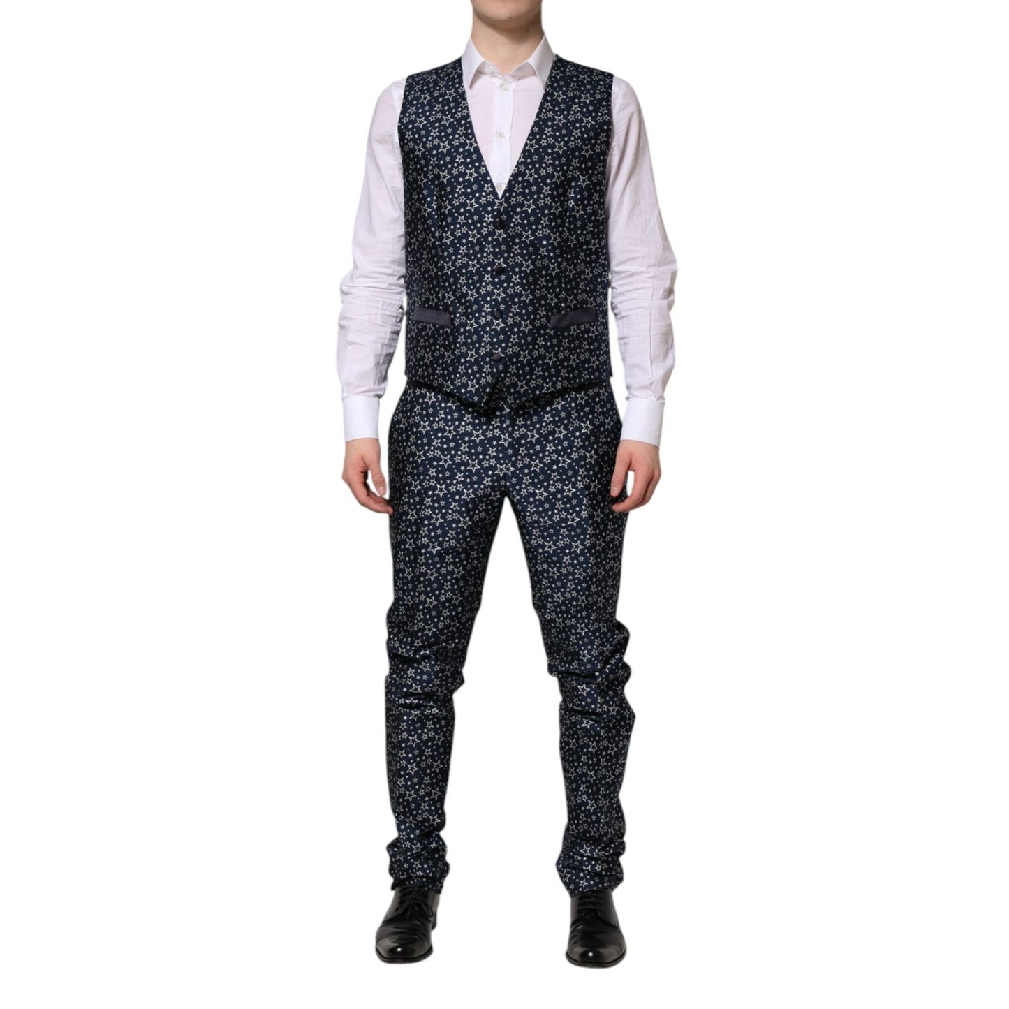 Dolce & Gabbana Blue MARTINI Star Jacquard 3 Piece Suit