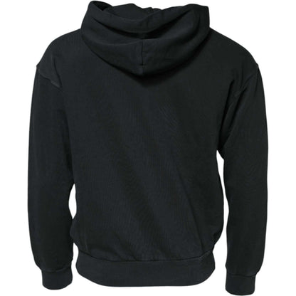 Dolce & Gabbana Black Logo Full Zip Hooded Men Sweatshirt Sweater