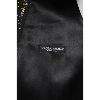 Dolce & Gabbana Black Lurex Dress Formal Men Waistcoat Vest