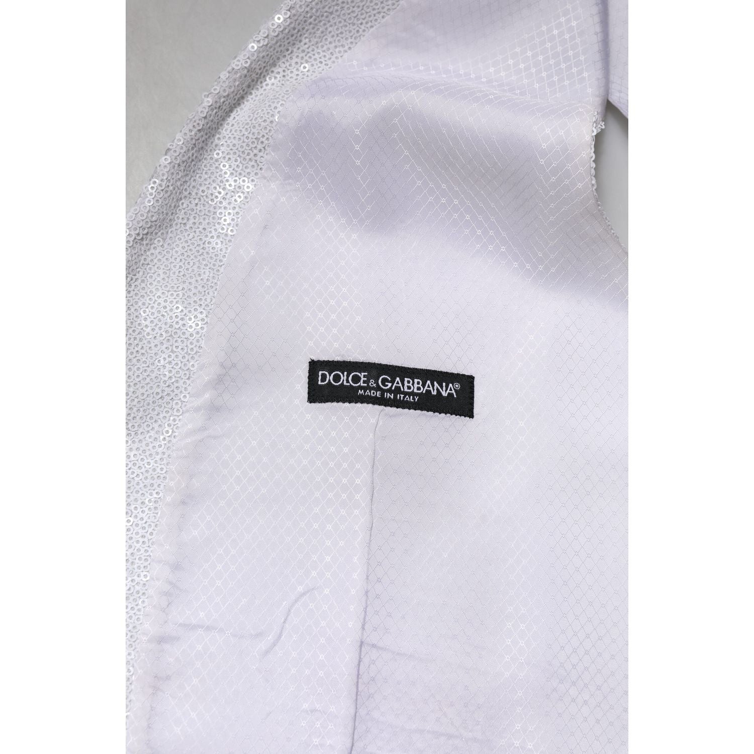 Dolce & Gabbana White Sequined Dress Formal Waistcoat Vest