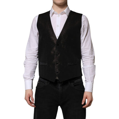Dolce & Gabbana Dark Brown Dress Formal Men Waistcoat Vest