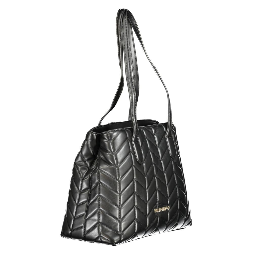 Mario Valentino Black Polyethylene Women Handbag with quilted design and shoulder straps, perfect for modern fashionistas seeking elegance.